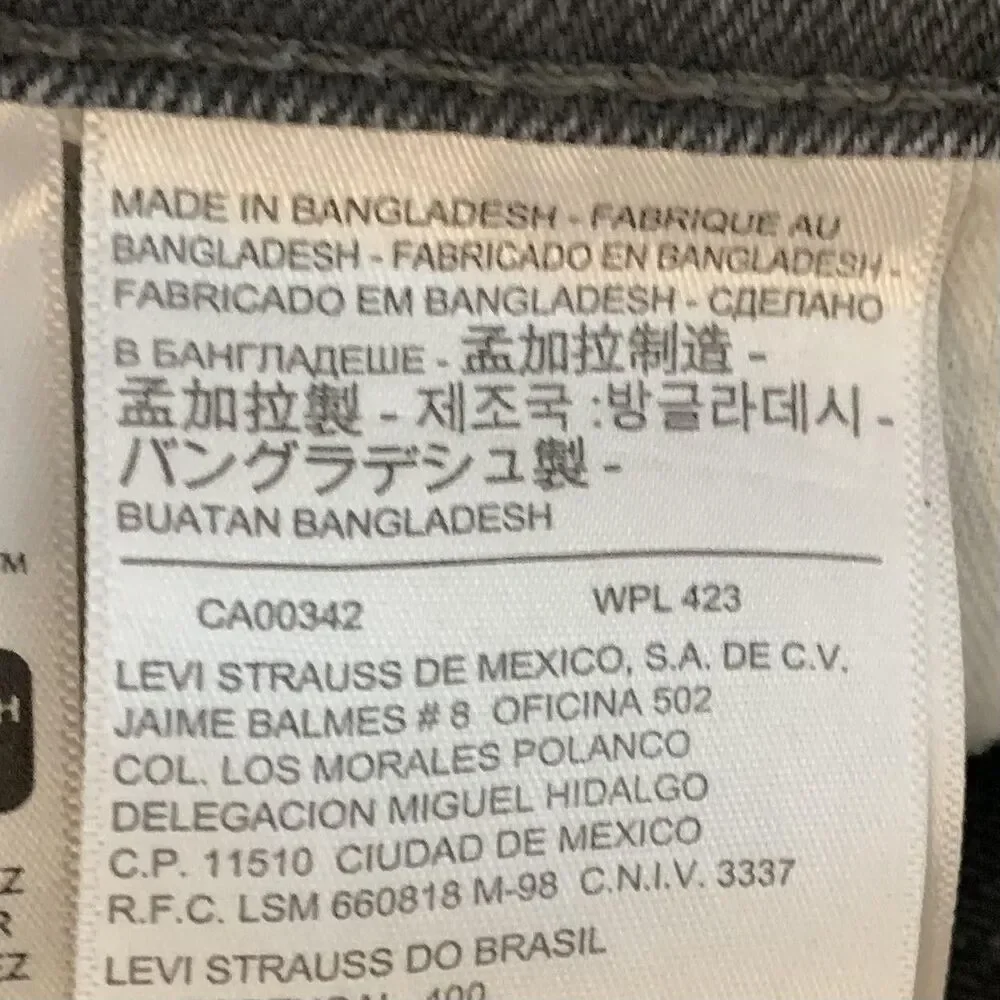 Levis 541 Jeans Mens 40x30 Gray Charcoal Wash Athletic Taper Stretch Denim Pants